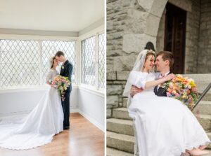 Bride & Groom Romantically posing for Portraits 