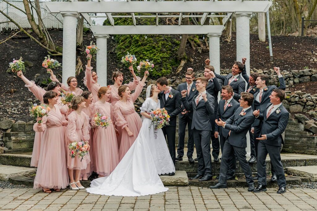 Bridal Party Cheering for the Bride & Groom 