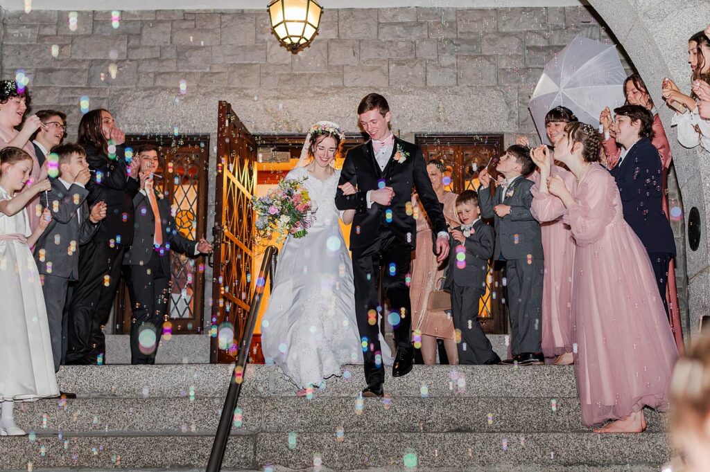 The Wedding Exit under the Glover Mansion Arch in Spokane WA