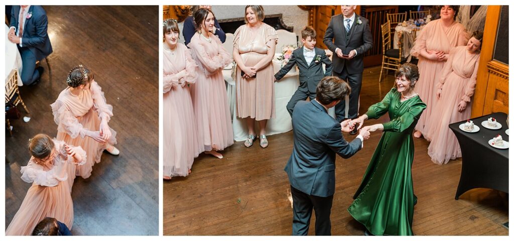 Guests Dancing and enjoying the space at the Glover Mansion for the wedding