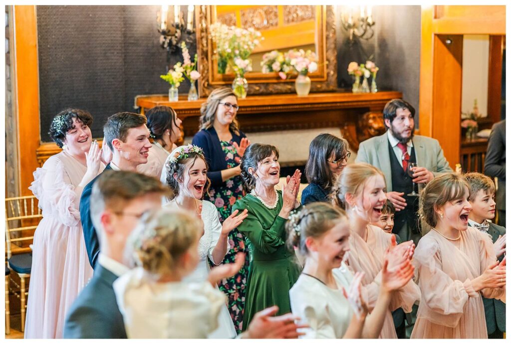 Guests Dancing and enjoying the space at the Glover Mansion for the wedding