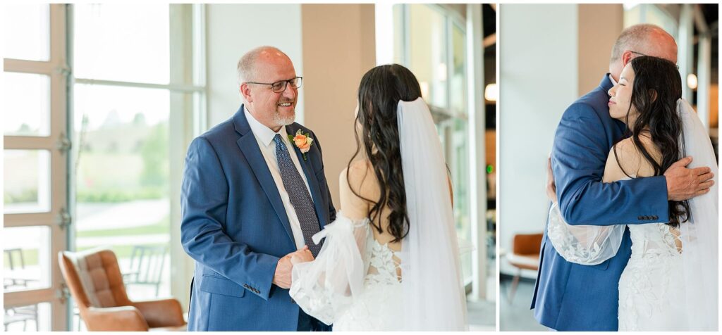 First look with Dad at Ceremony Venue in Spokane WA