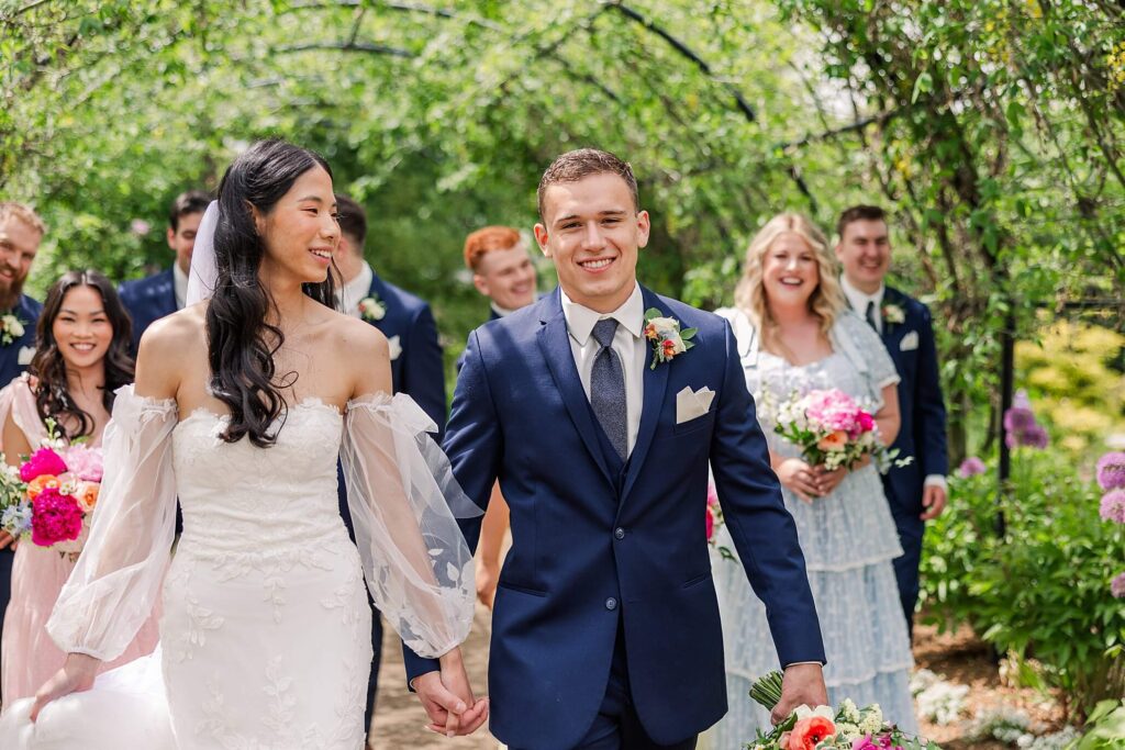 Bridal party photo on spring wedding day