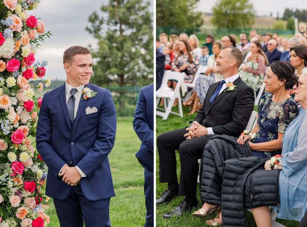 Groom tears up as he watches his bride come down the aisle 