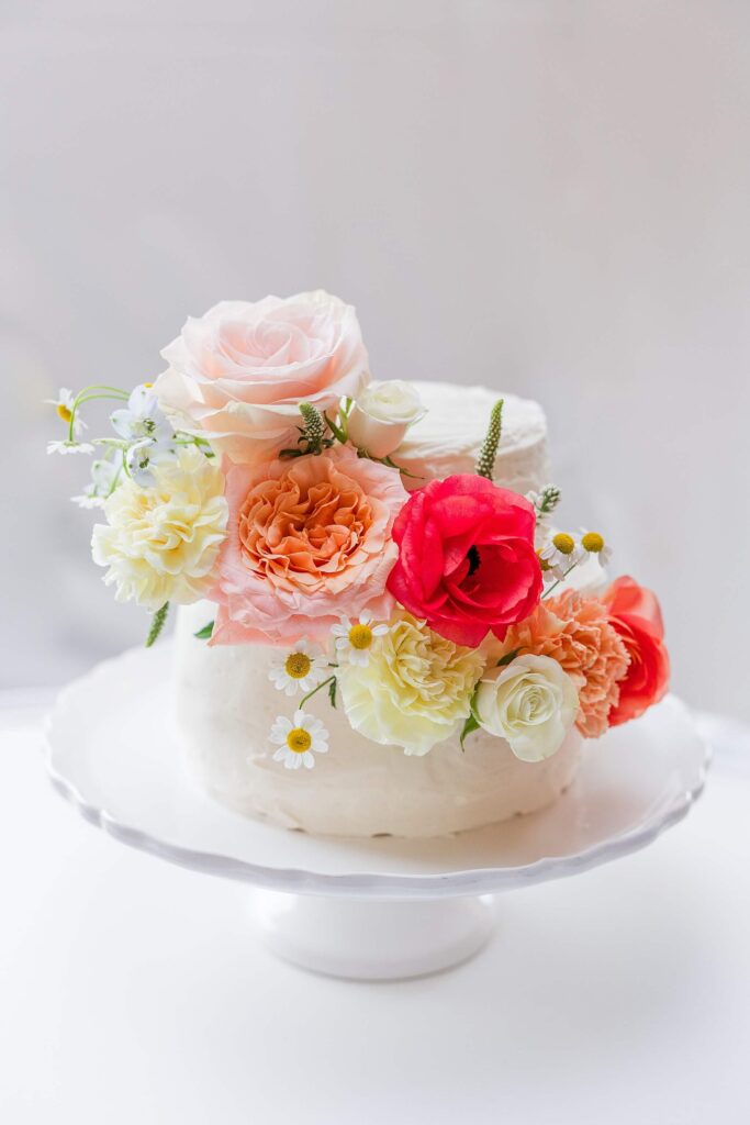 Floral Wedding Cake for Spring Spokane Wedding 