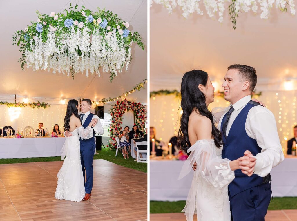 Romantic First dance between the Bride & groom on wedding day in Spokane WA 