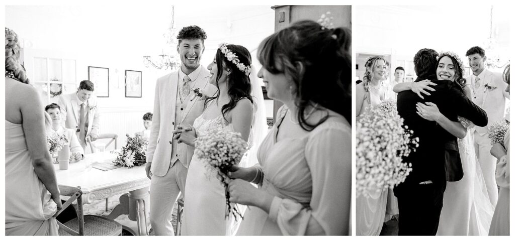 Family and friends celebrate with Bride and groom 