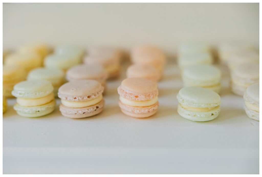 Pastel spring colored macaroons for a wedding dessert 